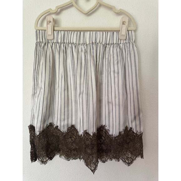 Topshop satin lace petticoat mini skirt in multi stripe size 4 / lace trim mini - Picture 3 of 9